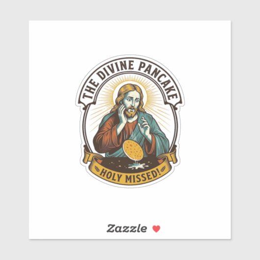 Jezus liet perfecte pannenkoek vallen bij het omdr sticker (Vel)