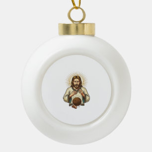 Jezus liet zware medicijnbal teen pijn gym humor v keramische bal ornament