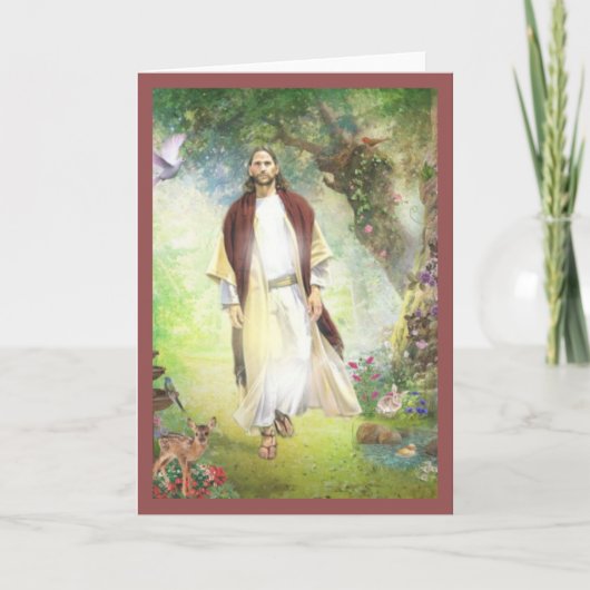 Jezus loopt in de tuin van Gethsemane Feestdagen Kaart (Voorkant)