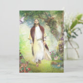 Jezus loopt in de tuin van Gethsemane Feestdagenkaart (Staand voorkant)