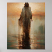 Jezus loopt op het water - Bijbelvers Digitale Pri Poster (Voorkant)