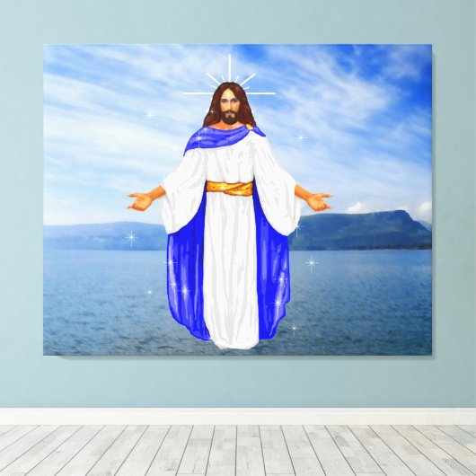 Jezus loopt op het water canvas afdruk (Insitu (Houten vloer))