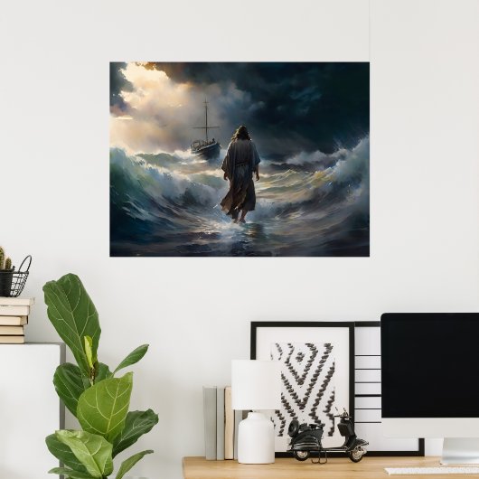 Jezus loopt op het water poster (Thuiskantoor)