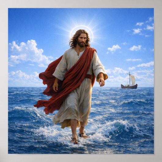Jezus loopt op het water poster (Voorkant)