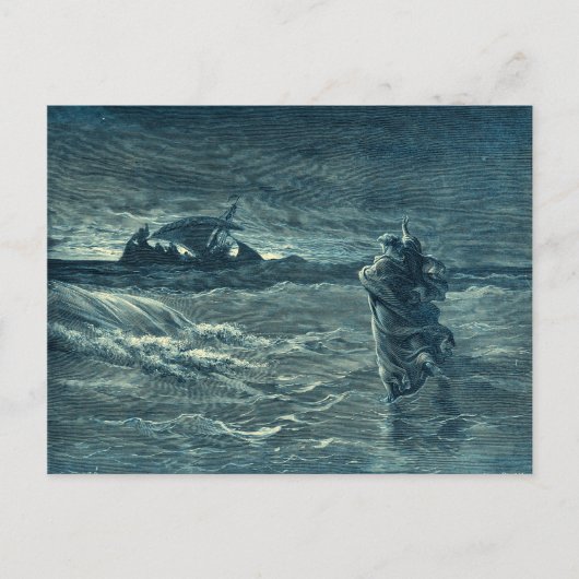 Jezus loopt op het Zee | Bijbel Briefkaart (Voorkant)