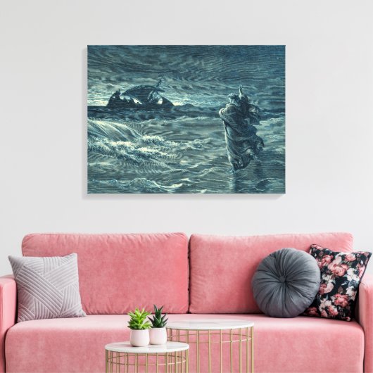 Jezus loopt op het Zee | Bijbel Canvas Afdruk (Insitu (Woonkamer))