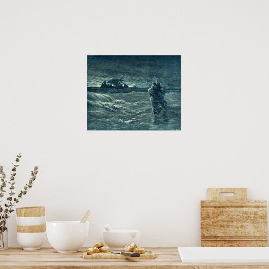 Jezus loopt op het Zee | Bijbel Poster (Keuken)