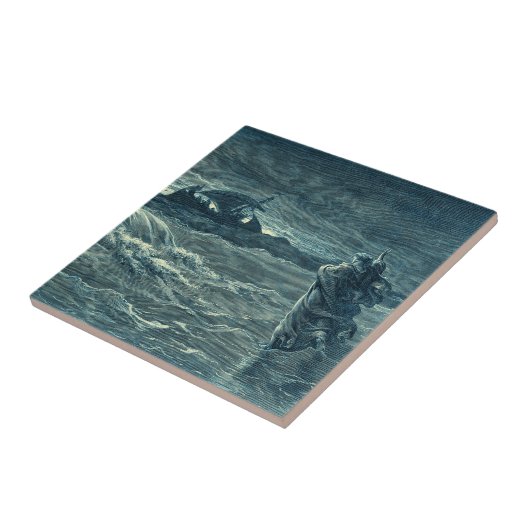 Jezus loopt op het Zee | Bijbel Tegeltje (Zijkant)