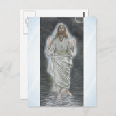 Jezus loopt op het zee briefkaart (Voorkant / Achterkant)