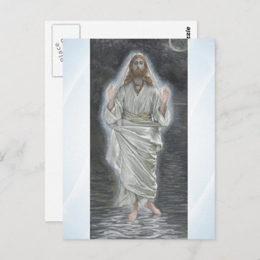 Jezus loopt op het zee briefkaart (Voorkant / Achterkant)