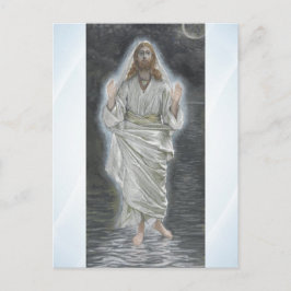 Jezus loopt op het zee briefkaart