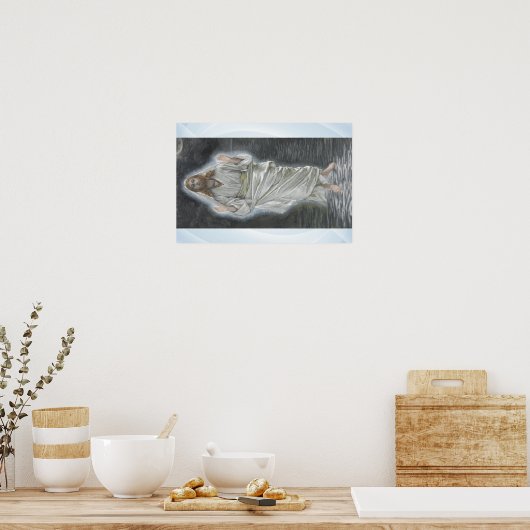 Jezus loopt op het zee poster (Keuken)