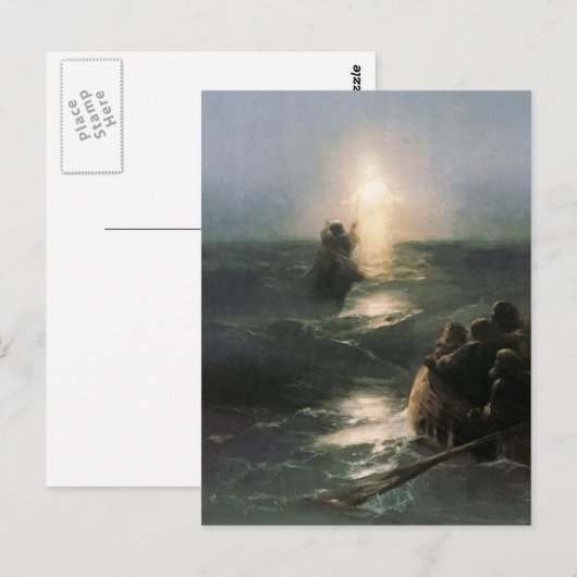 Jezus loopt op Stormy Zeeen Briefkaart (Voorkant / Achterkant)