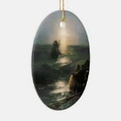 Jezus loopt op Stormy Zeeen Keramisch Ornament (Rechts)