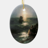 Jezus loopt op Stormy Zeeen Keramisch Ornament (Achterkant)