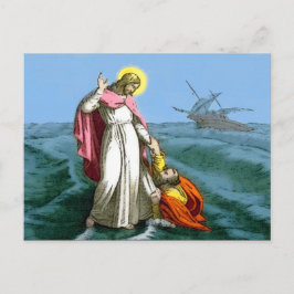 Jezus loopt op water briefkaart