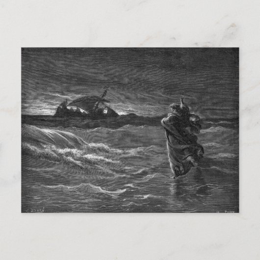 Jezus loopt op water briefkaart (Voorkant)