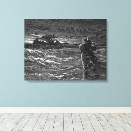Jezus loopt op water canvas afdruk (Insitu (Houten vloer))