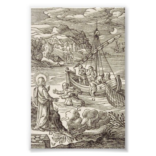 Jezus loopt op water foto afdruk (Voorkant)