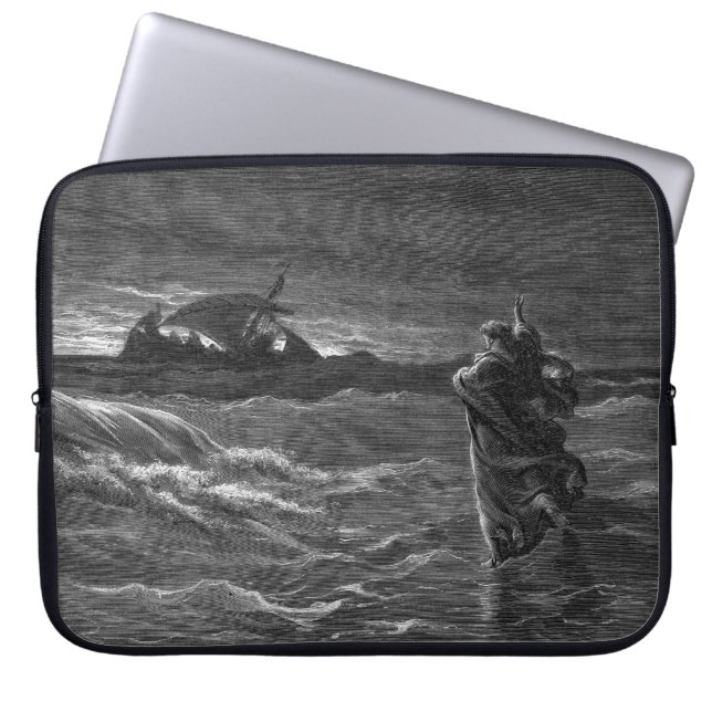 Jezus loopt op water laptop sleeve (Voorkant)