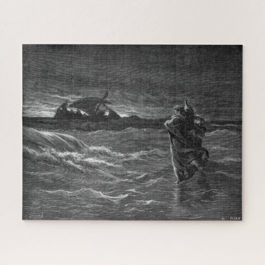 Jezus loopt op water legpuzzel (Horizontaal)