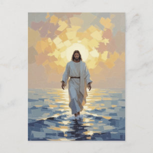 Jezus loopt op water oliekunst ansichtkaart – gelo briefkaart