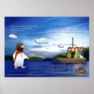 Jezus loopt op water poster