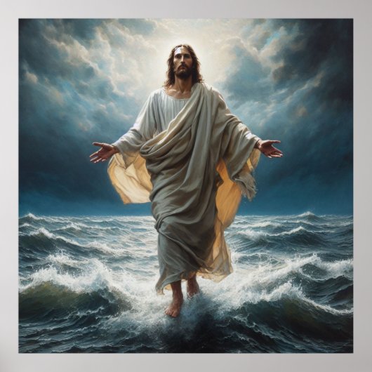 Jezus loopt op water poster (Voorkant)