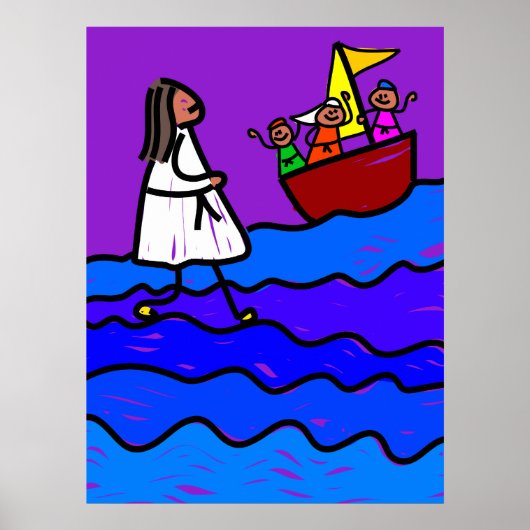 Jezus loopt op water poster (Voorkant)