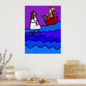 Jezus loopt op water poster (Keuken)