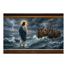 Jezus loopt op water poster – Christelijke wandku