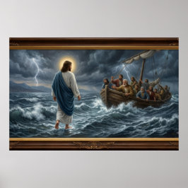  Jezus loopt op water poster – Christelijke wandku