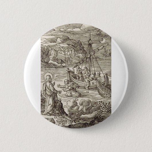 Jezus loopt op water ronde button 5,7 cm (Voorkant)