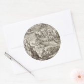 Jezus loopt op water ronde sticker (Envelop)