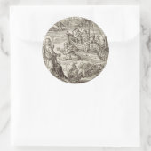 Jezus loopt op water ronde sticker (Tas)
