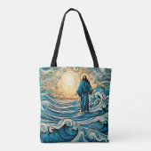Jezus loopt op water tote bag (Achterkant)