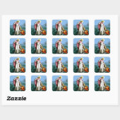 Jezus loopt op water vierkante sticker (Vel)