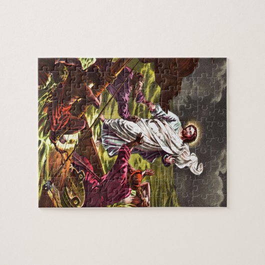 Jezus loopt over het ontwerp van de waterpuzzel legpuzzel (Horizontaal)