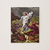 Jezus loopt over het ontwerp van de waterpuzzel legpuzzel (Verticaal)