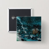 Jezus loopt over water vierkante button 5,1 cm (Voorkant /achterkant)