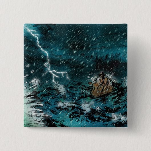 Jezus loopt over water vierkante button 5,1 cm (Voorkant)