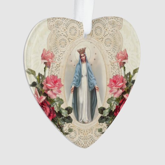 Jezus Maagd Mary Religieuze  Rozen Lace Ornament (voorkant)