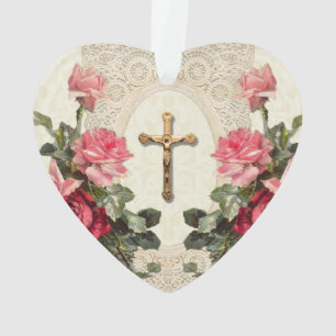 Jezus Maagd Mary Religieuze Rozen Lace Ornament