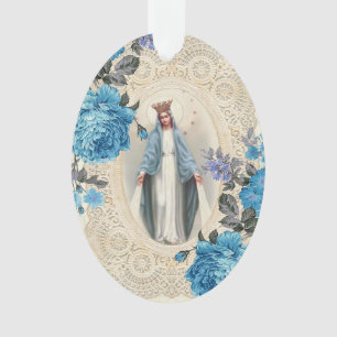 Jezus Maagd Mary Religieuze Vintage Floral Lace Ornament