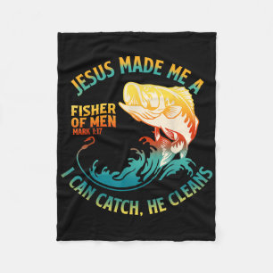 Jezus maakte mij een Fisher Bijbelvers Marcus 1_17 Fleece Deken
