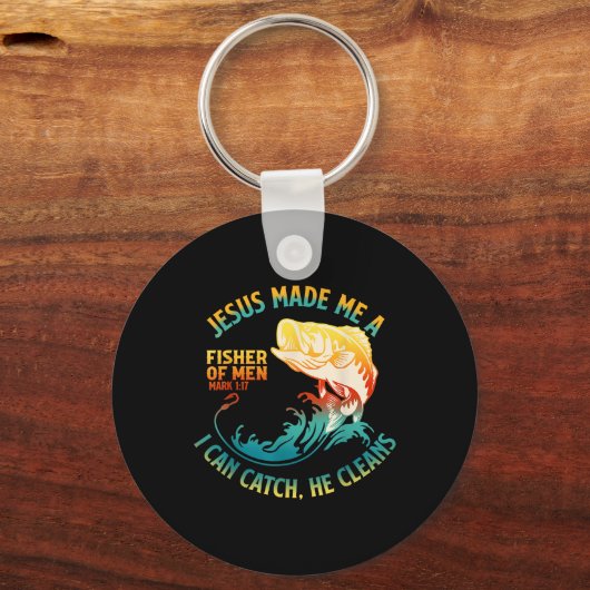 Jezus maakte mij een Fisher Bijbelvers Marcus 1_17 Sleutelhanger (Voorkant)