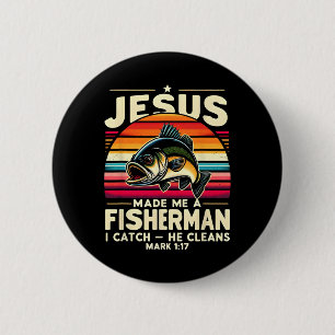Jezus maakte mij een visser Ik vang Hij maakt viss Ronde Button 5,7 Cm