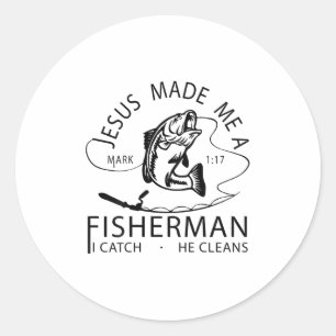 Jezus maakte mij een visser kat Hij reinigt geloof Ronde Sticker