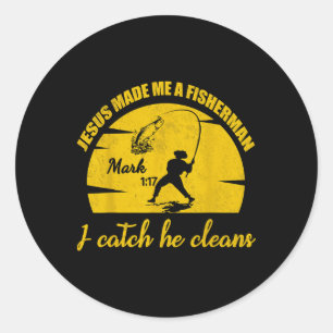 Jezus maakte mij een visser van de mens Christelij Ronde Sticker