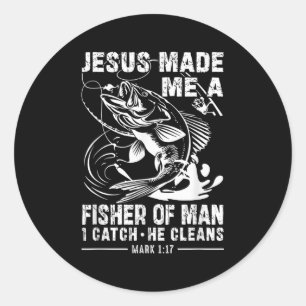 Jezus maakte mij een visser van mensen Marcus 1 17 Ronde Sticker